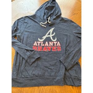 New Era Atlanta Braves Hoodie Sweatshirt Womens 1X Dark Blue Pullover